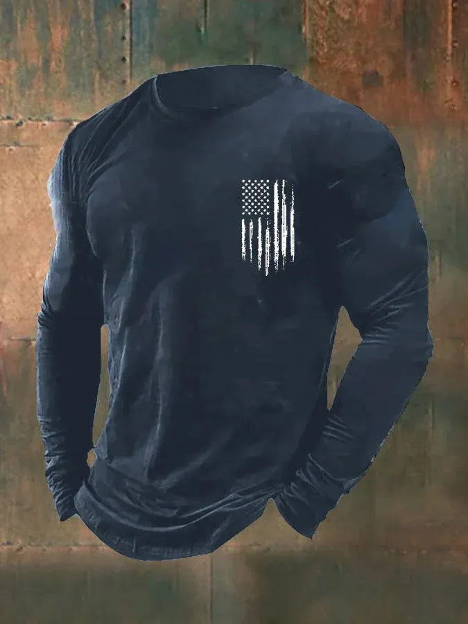Men's Vintage Veterans Day Print Long Sleeve T-Shirt