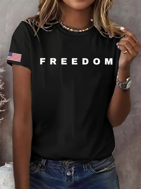 Women's Freedom  Pattern Round-Neck T-Shirt