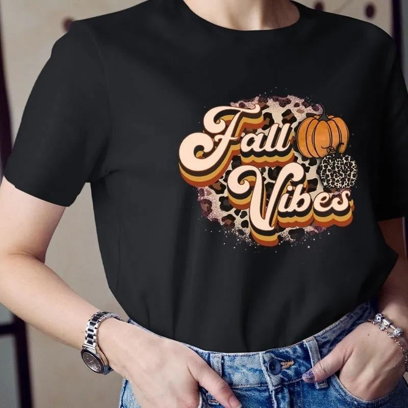 Leopard Print Fall Vibes Cotton T-Shirt