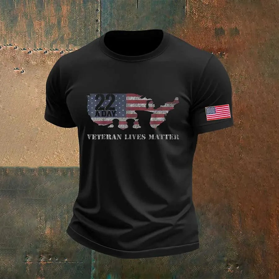 Men's PTSD Awareness Veteran Printed T-shirt
