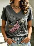 Women's Halloween Witch Cat Print Top