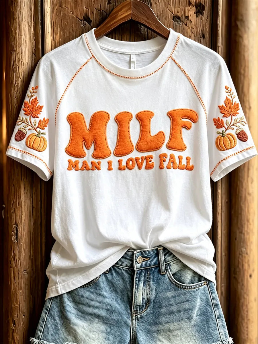 Women's MILF Man I Love Fall Cozy Fall Elements Print short sleeve T-shirt
