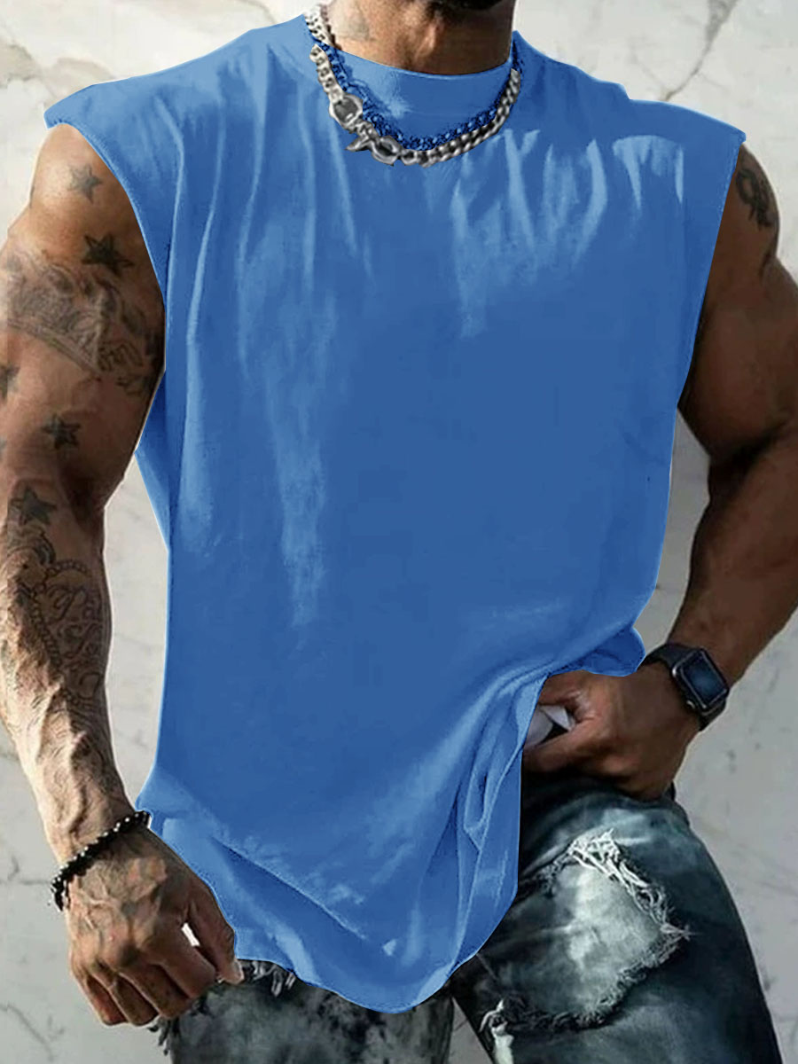 Men's Solid Color Round Neck Tank Top