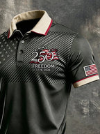 Men's Retro "Patriot" Color-Block Short-Sleeve Polo Shirt