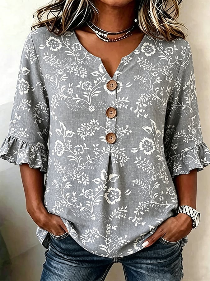 Women's casual floral print top