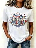 Women's casual retro American 250th Waffle T-shirt