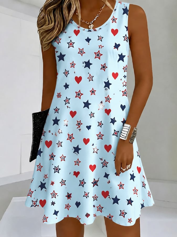 Women's 250th Anniversary Star and Heart Digital Print Dress