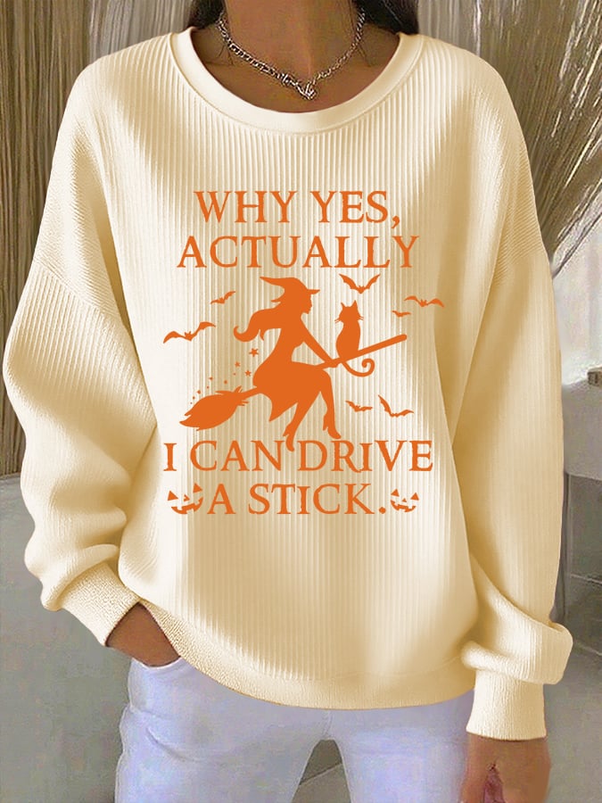 🔥HOT SALE🔥Women's Yes I Can Drive A Stick Print Round Neck Sweatshirt