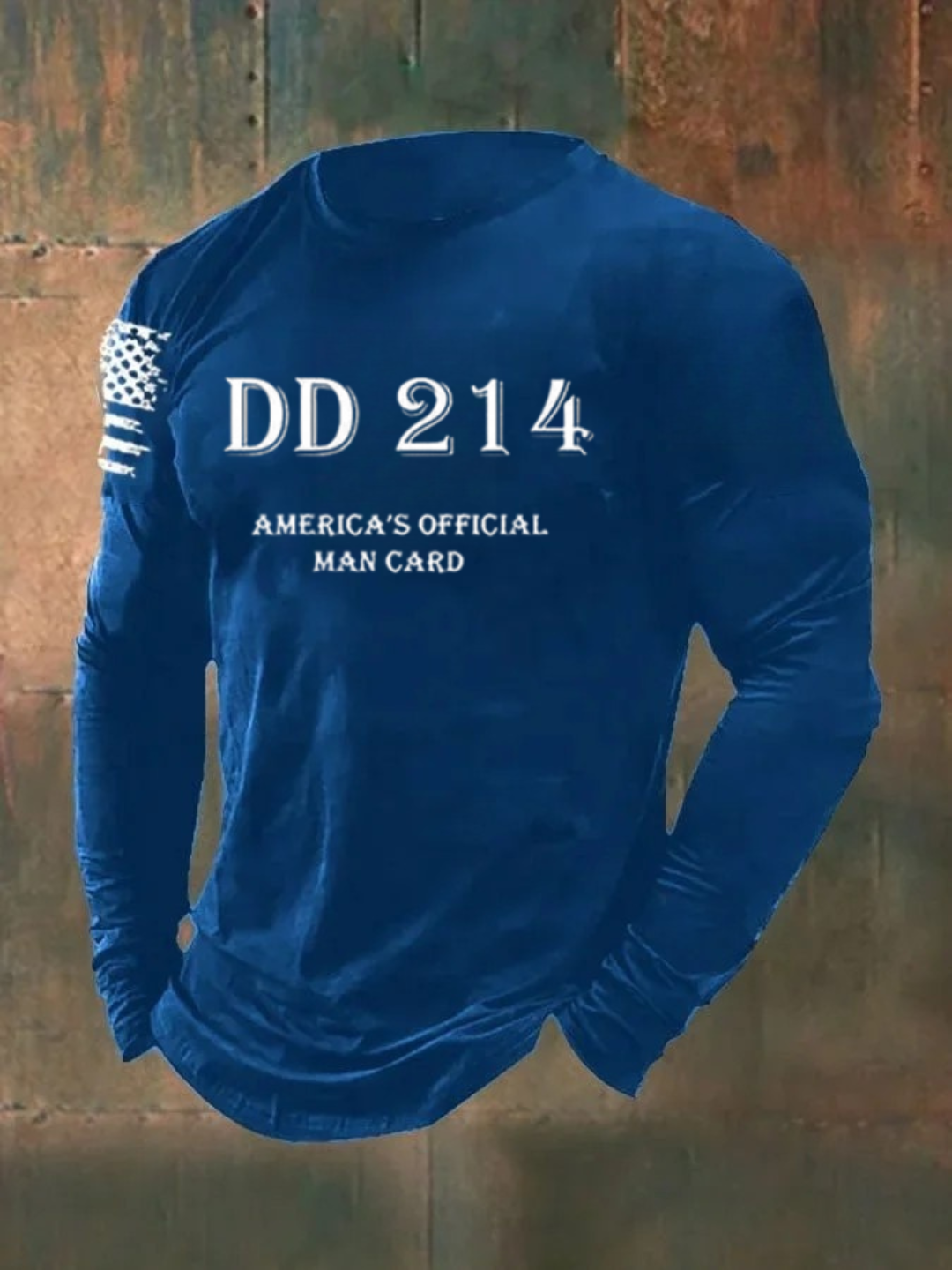 Men's DD214 America Official Man Card Print Casual Long Sleeve T-Shirt