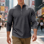 Men's Solid Color Waffle Weave Pullover Sweatshirt