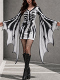 Women'S Halloween Skeleton Printed Casual Dress