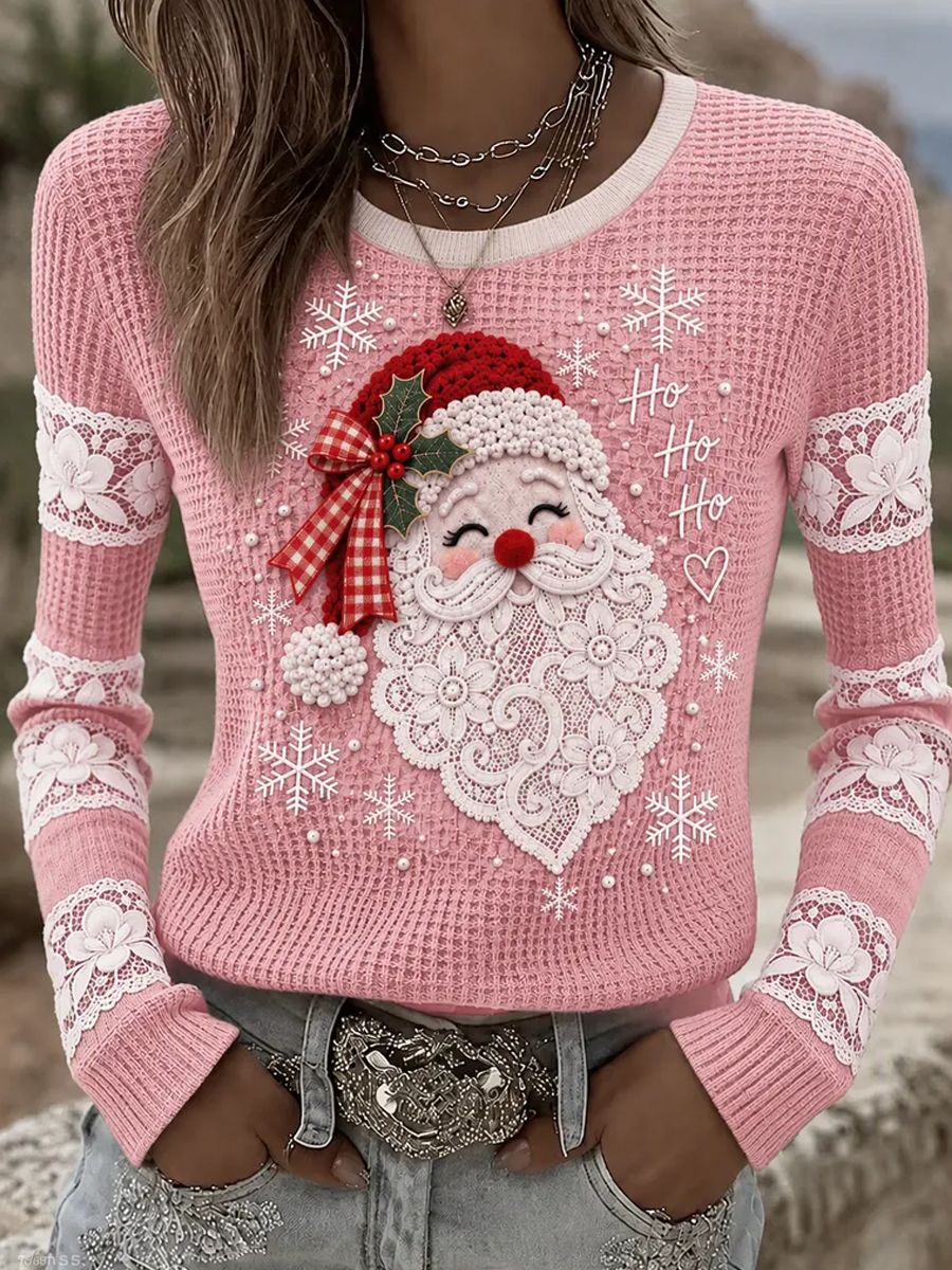 Women'S Retro Santa Claus Christmas Print Top