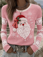 Women'S Retro Santa Claus Christmas Print Top