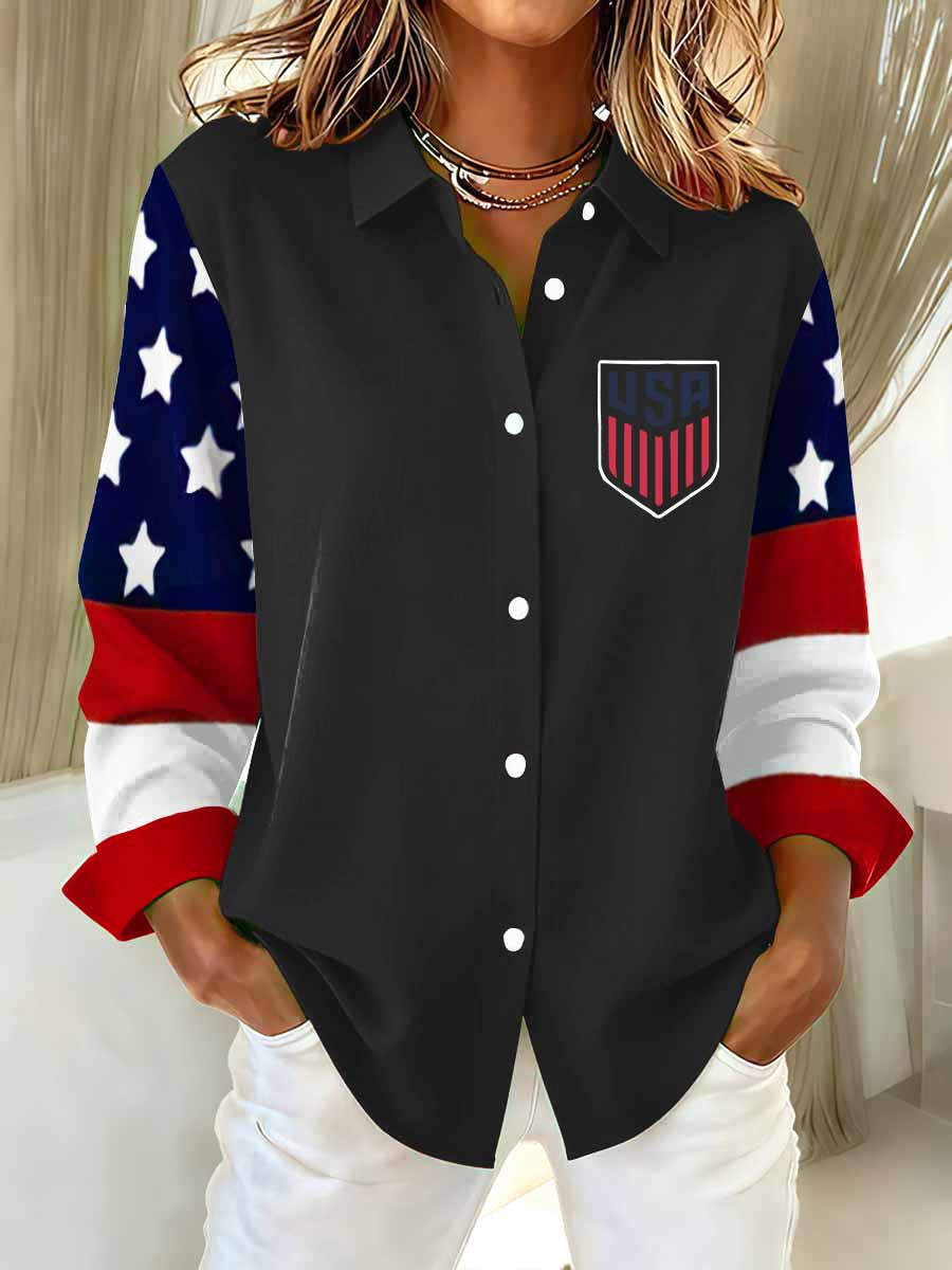 Women's US Flag Print Casual Shirt