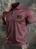 Men's Retro Patriotic Color-Block Short-Sleeve Polo Shirt