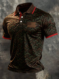 Men's Retro Patriotic Color-Block Short-Sleeve Polo Shirt