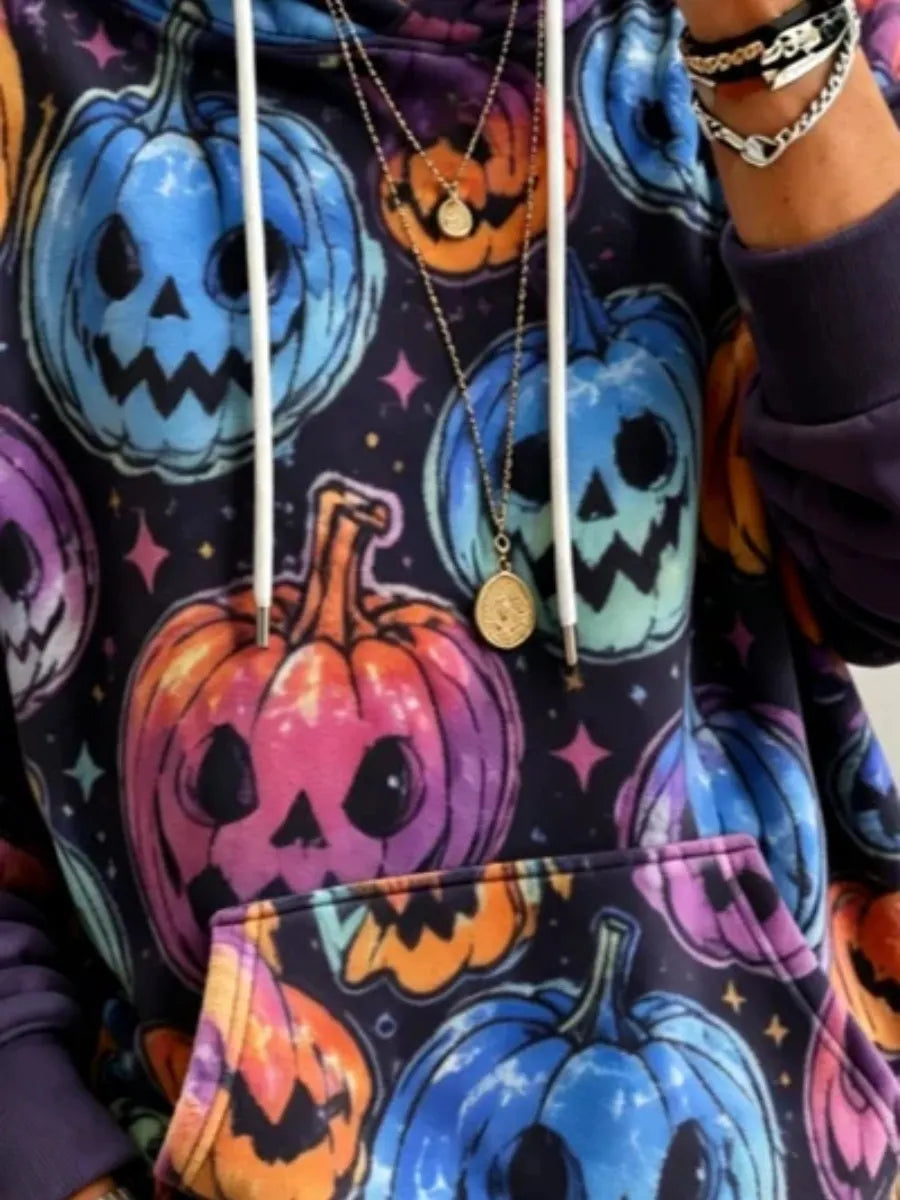 Women Cartoon Long Sleeve Vintage Holiday Spring/Fall Hoodie