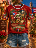 Women'S Puerto Rico Christmas Print T-Shirt