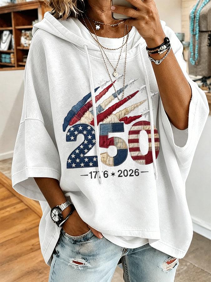 Women'S America Flag Printed Super Large Hoodie