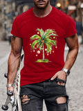 Men's Casual Christmas Palm Tree Printed Short Sleeve T-Shirt