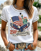 Statue of Liberty 250th Anniversary Print Crew Neck Short Sleeve Tshirt