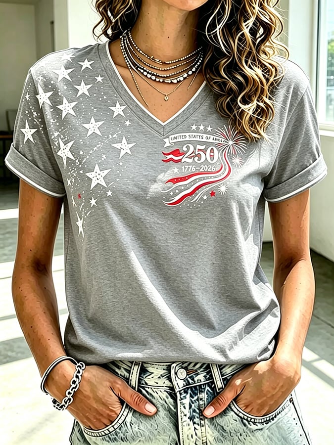 Women's 250th Anniversary Independence Day Flag Art Print T-shirt