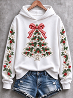 Women'S Christmas Tree Printed Casual Hoodie