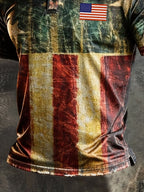 Men's Retro "Patriot" Color-Block Short-Sleeve Polo Shirt