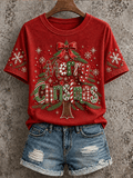 Women's Christmas Comfortable Round Neck Short Sleeve T-Shirt