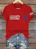 Women's Retro 205 American Flag Print T-Shirt