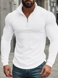 Men's American Retro Autumn And Winter Half-Zip Small Plaid Casual Stand-Up Collar Long-Sleeved Sweatshirt