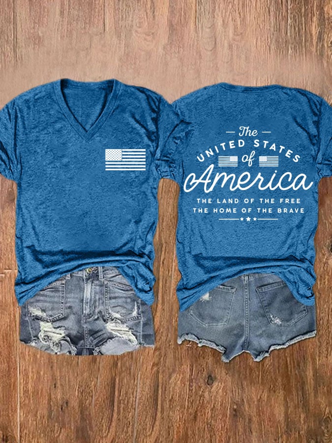 Women's The Land Of The Free The Home Of The Brave Independence Day Print T-shirt