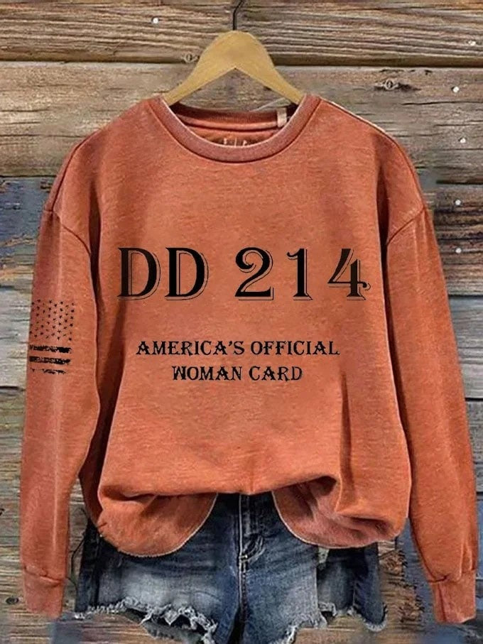 Women's DD214 America Official Man Card Print Crew Neck Sweatshirt
