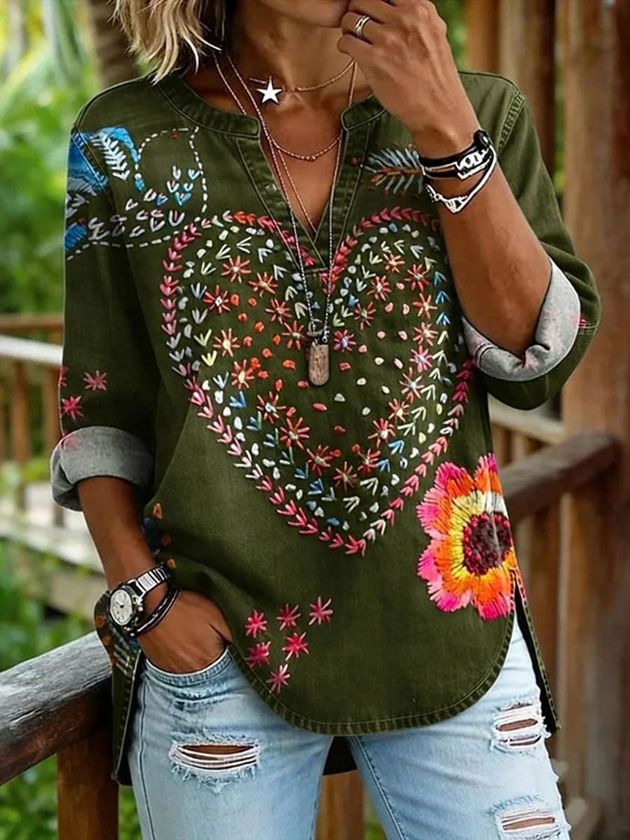 Women'S Casual Floral Print Top