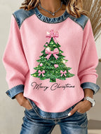Women'S Casual Christmas Round Neck Long Sleeved Shirt