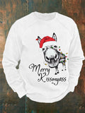 Men's Funny Merry Christmas Merry Kiss My Ass Donkey Printed Sweatshirt