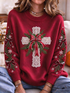 Women'S Cross Print Casual Knitted Sportswear