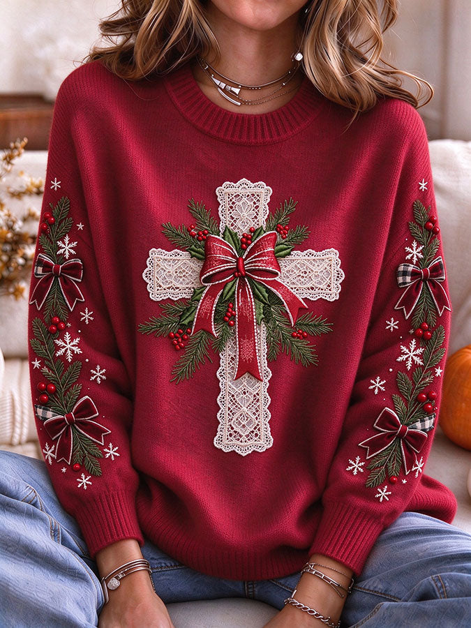 Women'S Cross Print Casual Knitted Sportswear