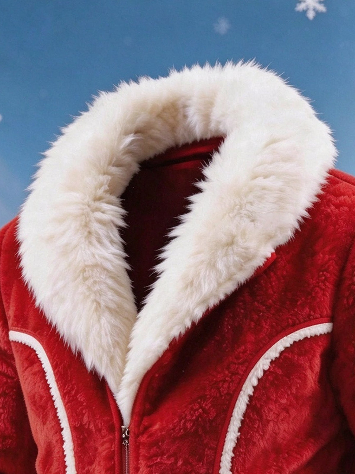 Men's Warm Christmas Jacket with Plush Paneling and Lapel Collar