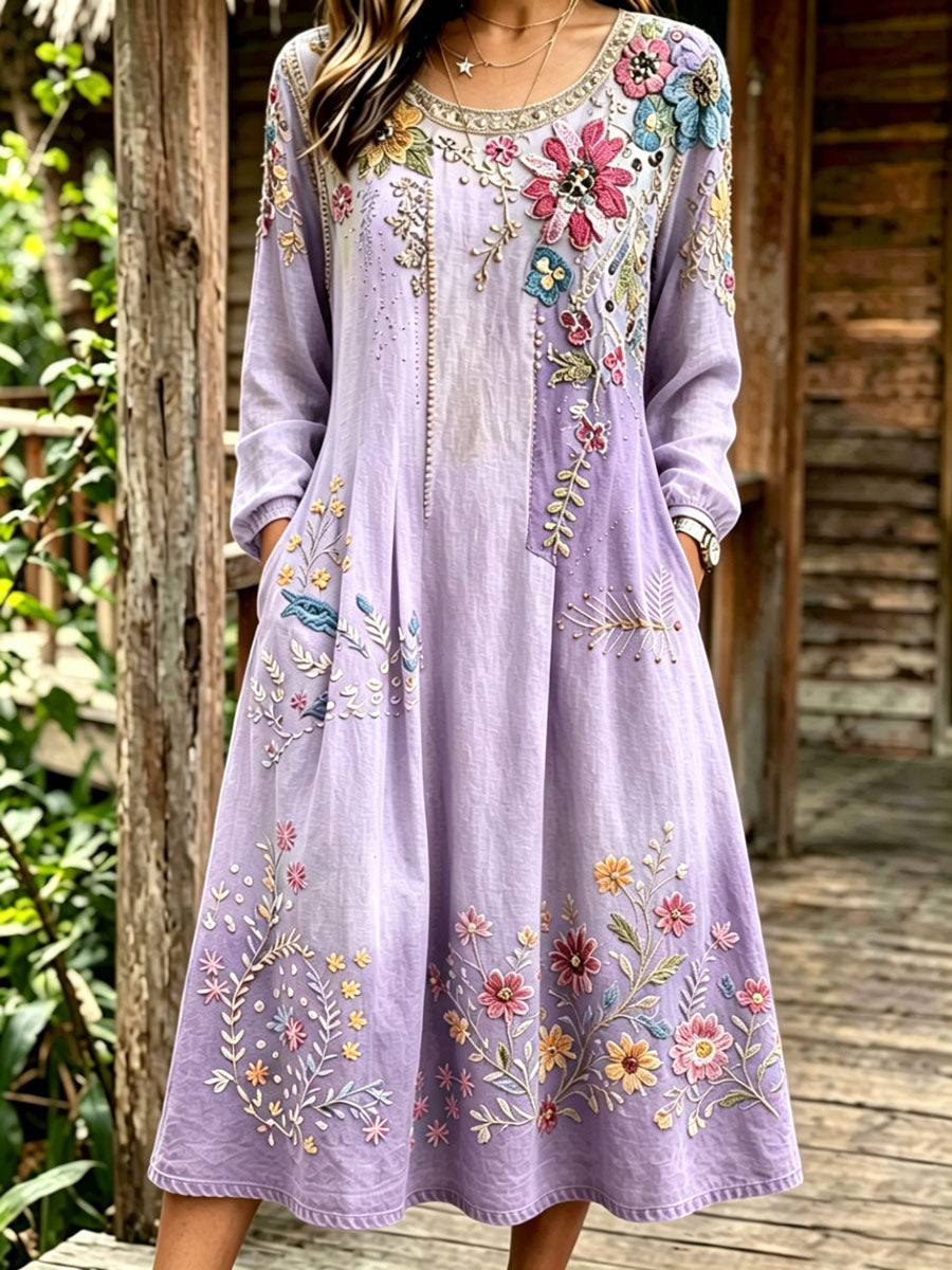 Women'S Casual Plant Flower Art Printed Art Dress