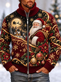 Men's Casual Christmas Zip-Up Top
