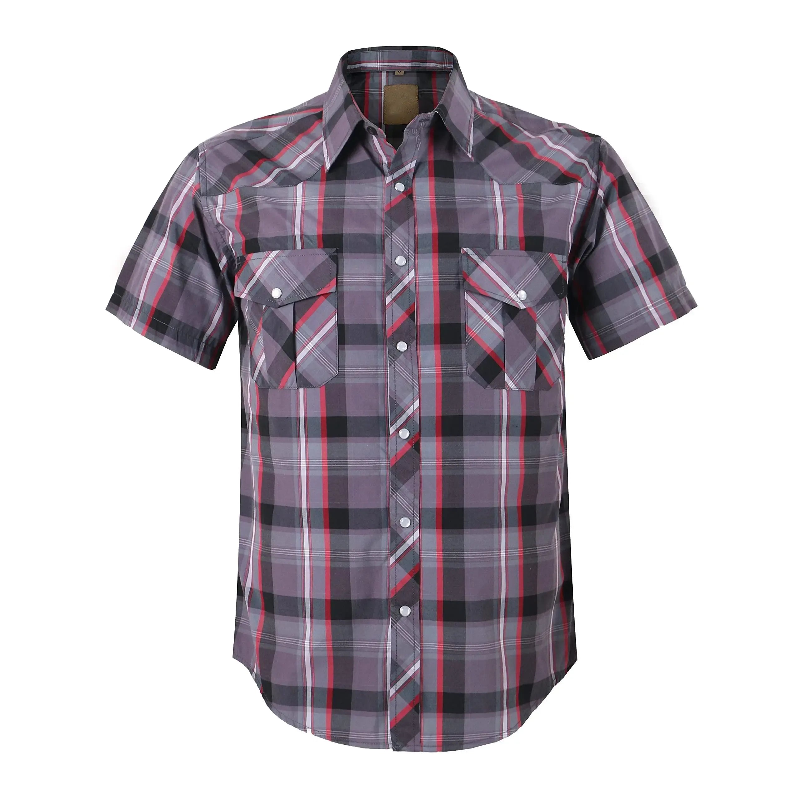 Men's Western Cowboy Short Sleeve Pearl Snap Casual Plaid Work Shirt