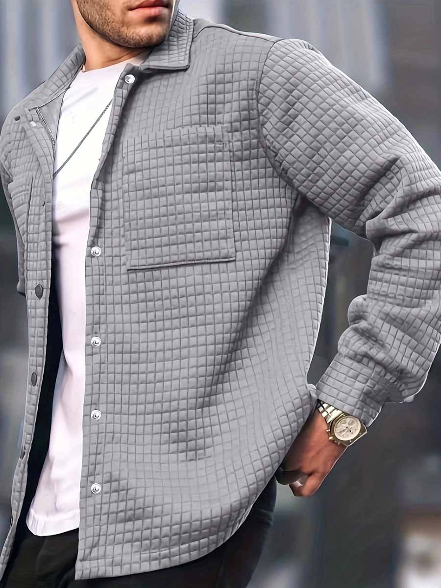 Men'S Waffle Casual Pocket Long-Sleeve Jacket