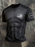 Men's Retro Patriotic Print Casual Crew Neck Short-Sleeve T-Shirt