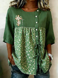 Women's Retro Floral Print Top