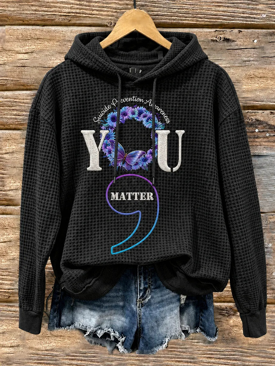 Women's Suicide Prevention Awareness Month Waffle-Knit Hoodie