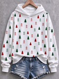 Women's Casual Simple Christmas Tree Printed Casual Hoodie