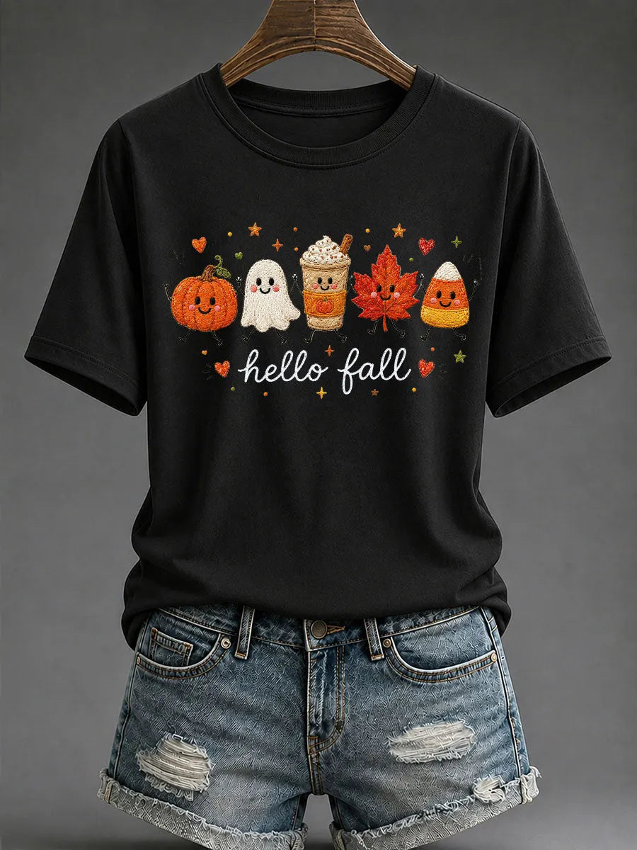 Women's Hello Fall Print Casual T-Shirt