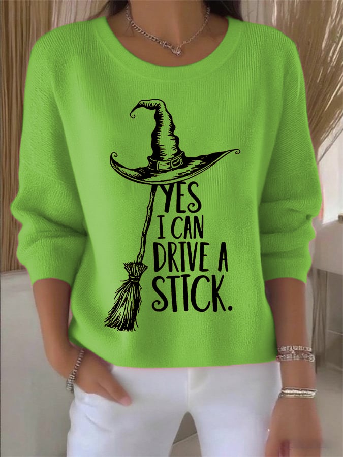 🔥HOT SALE🔥🔥Buy 2 Get 10% Off🔥Women's Yes I Can Drive A Stick Print Round Neck Sweatshirt
