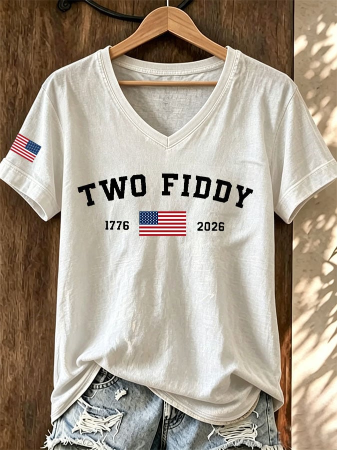 Women's Casual Two Fiddy Print Short-Sleeve T-Shirt